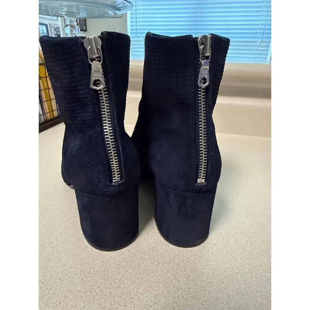 Rag & Bone Drea Navy Corduroy Block Heel Ankle Booties Indie Sleeze Size 8